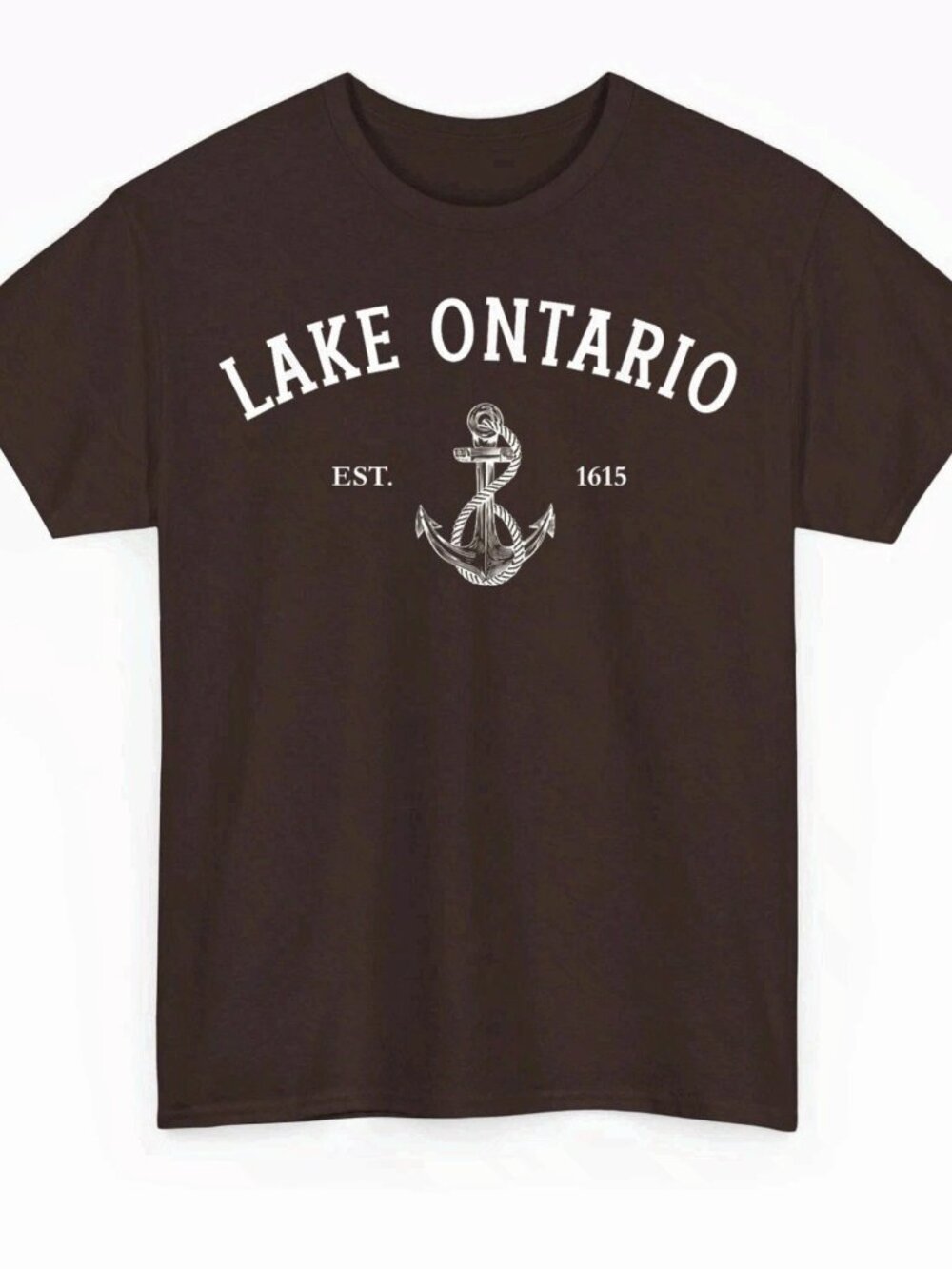 Lake Ontario Anchor Est 165 Vintage Brown Cotton Short Sleeve T-Shirt